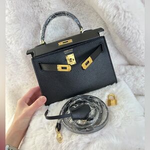 Top Handle or Crossbody Classic Mini Epsom Bag with Gold Hardware in Black